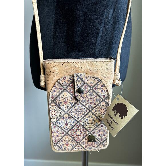 Corkedia Handbags - NWT CORKEDIA Printed Bohemian Cork Small Crossbody Bag